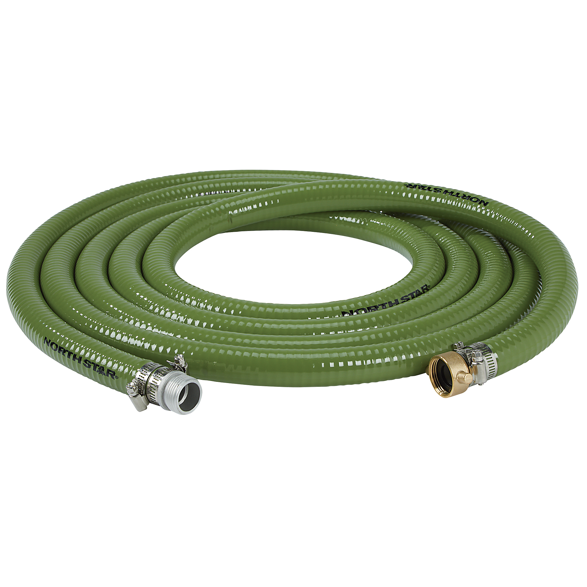 NorthStar Water Pump Suction Hose, 1in. x 20ft. Max. PSI 85, PVC, Industrial-Grade Aluminum Couplings